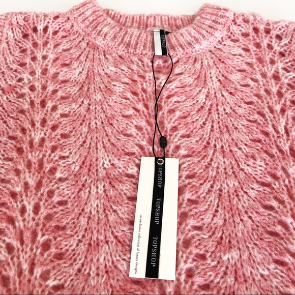 Topshop Open Knit Pink Crop Sweater - Picture 7 of 8